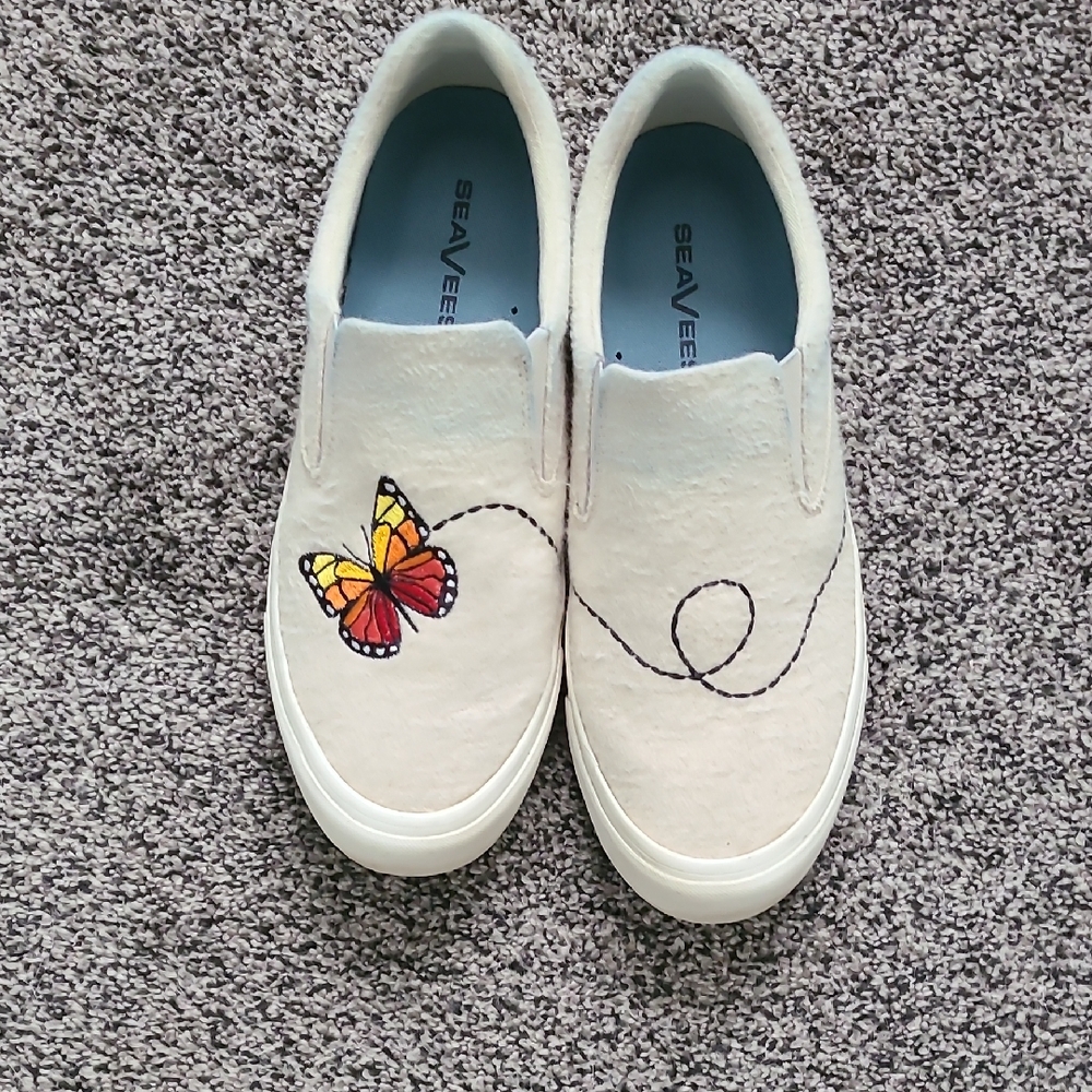 SeaVees Slip-On Shoes with Monarch Butterfly Design